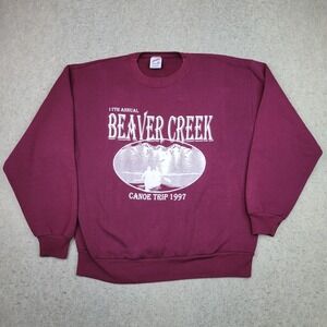Vintage 80s 90S Beaver Creek Resort Crewneck Sweatshirt Men Large Red Classic